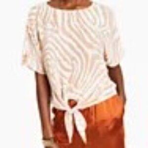 Bar III TIE FRONT SHORT SLEEVE BLOUSE